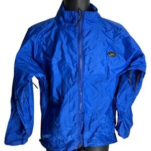 REI Windbreaker Jacket Mens XS Blue Full Zip Long Sleeve Drawstring Outdoors